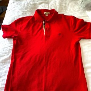 Men’s red Burberry polo shirt M